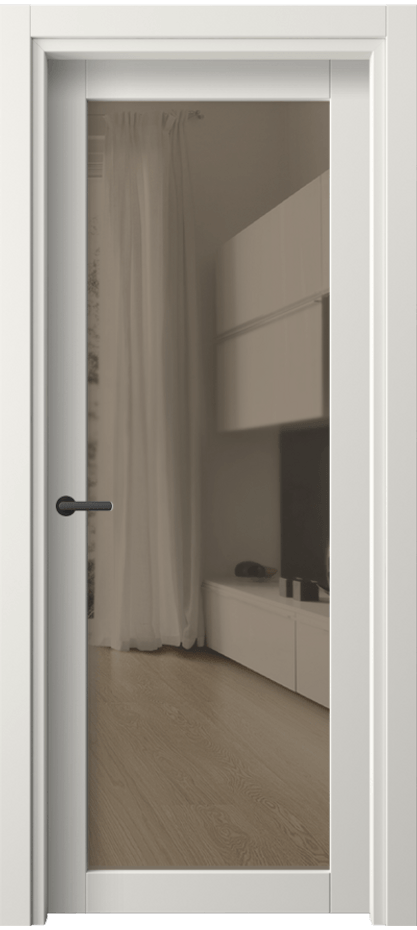 Межкомнатная дверь Нео 2102 ПЭТ белоснежный Прозрачное бронзовое стекло, триплекс Цена 2334500 so'm | Volhovec