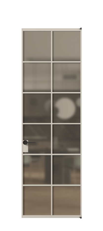 Алюминиевая дверь АЛПЛ040.05 Алюминий светло-бежевый Сатинированное бронзовое стекло, триплекс Цена 26091590  | Volhovec