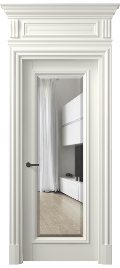 Межкомнатная дверь Антик 7300 Матовый жемчужный Прозрачное стекло с фацетом Цена 33415630 so'm | Volhovec