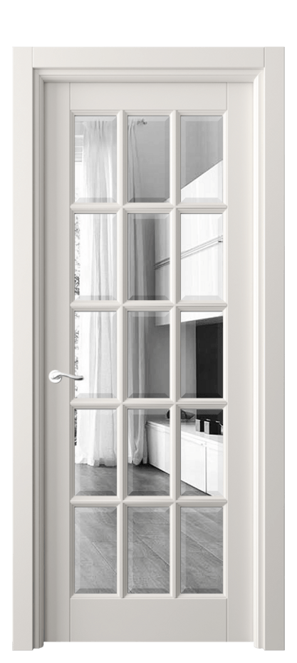 Межкомнатная дверь Lignum 0708 Бук пудровый белый Двустороннее зеркало с фацетом, триплекс Цена 25293600 so'm | Volhovec