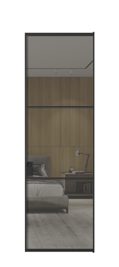 Алюминиевая дверь АЛПЛ040.03 Алюминий Черный Рефлективное серое стекло "Stopsol", калёное, 6 мм Цена 138890  | Volhovec