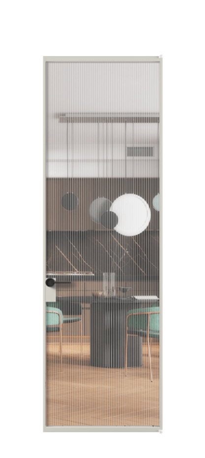 Алюминиевая дверь АЛПЛ040.01 Алюминий тёплый серый Рифлёное стекло "Moru", триплекс Цена 25490710  | Volhovec