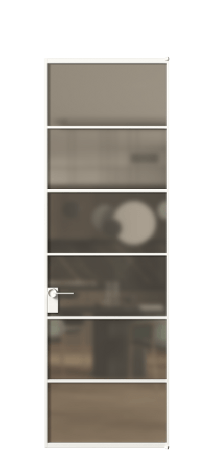 Алюминиевая дверь АЛПЛ040.04 Алюминий Белый Сатинированное бронзовое стекло, триплекс Цена 25279590  | Volhovec