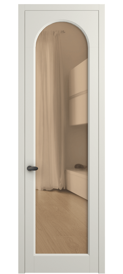 Межкомнатная дверь Палаццо 6804 Матовый жемчужный Прозрачное оранжевое стекло, триплекс Цена 97029 ₽ | Volhovec