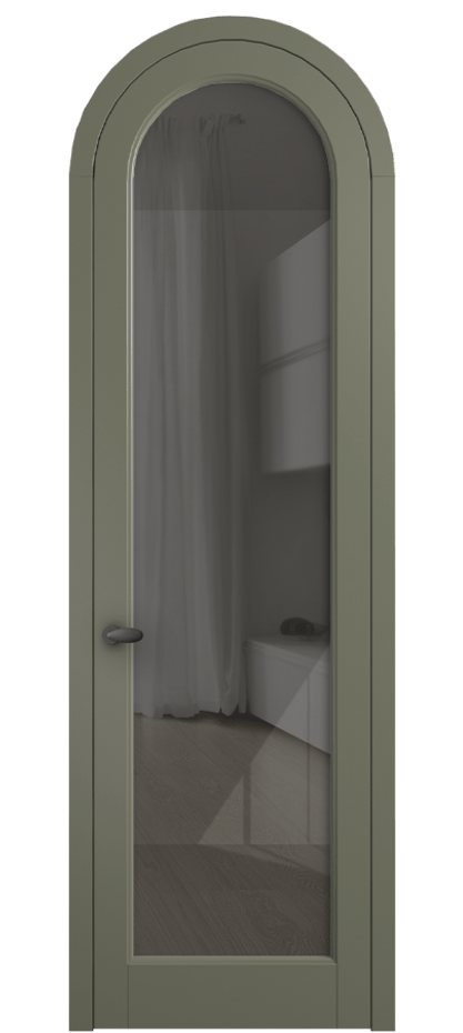 Межкомнатная дверь Палаццо 6814 Матовый оливковый тёмный Рефлективное серое стекло "Стопсол", калёное Цена 27031340 so'm | Volhovec