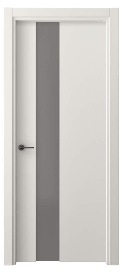 Межкомнатная дверь Freedom 4224 Софт-тач белоснежный Сатинированное серое стекло, триплекс, 8 мм Цена 6349700 so'm | Volhovec