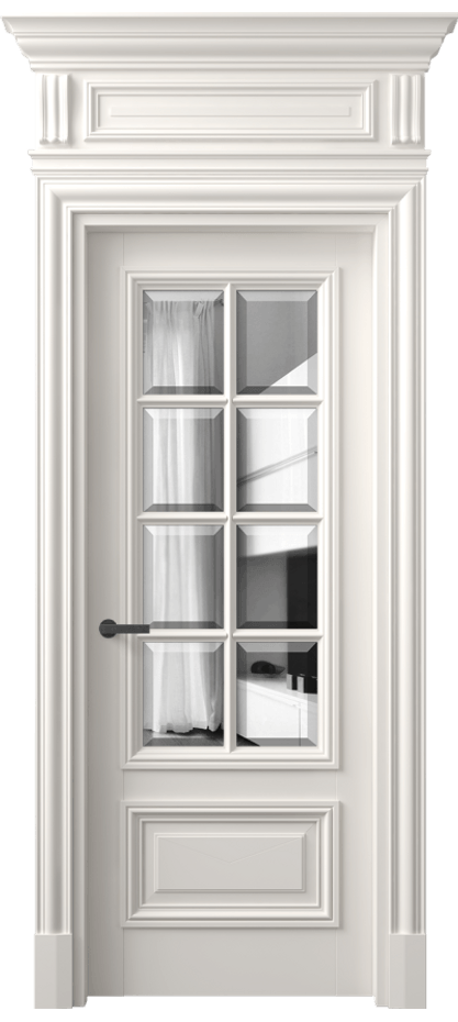 Межкомнатная дверь Антик 7316 Матовый пудровый белый Двустороннее зеркало с фацетом, триплекс Цена 37292930 so'm | Volhovec