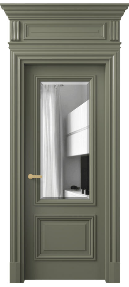 Межкомнатная дверь Антик 7302 Матовый оливковый тёмный Двустороннее зеркало с фацетом, триплекс Цена 34430630 so'm | Volhovec