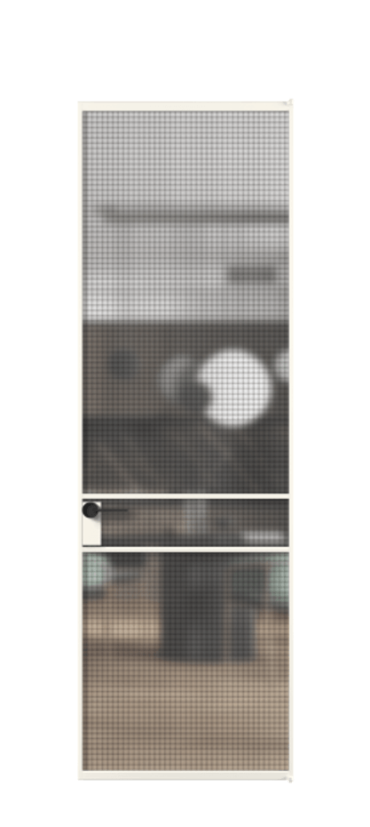 Алюминиевая дверь АЛПЛ040.02 Алюминий пудровый белый Декоративное стекло с сеткой "Mesh silver", триплекс Цена 26465110  | Volhovec