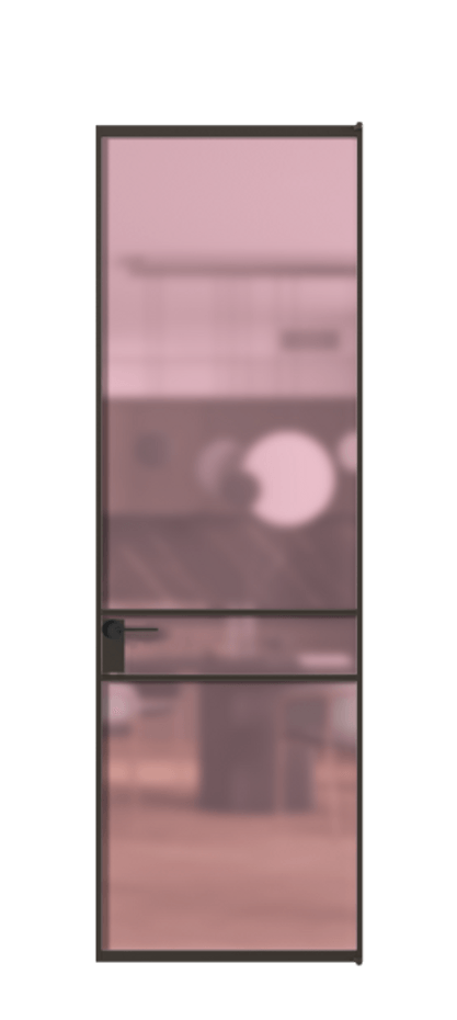 Алюминиевая дверь АЛПЛ040.02 Алюминий антрацит Сатинированное розовое стекло, триплекс Цена 25165910  | Volhovec