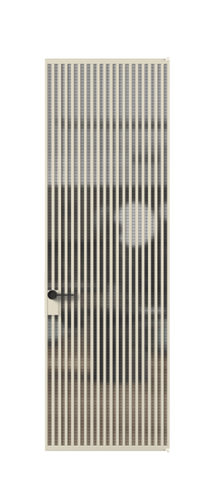 Алюминиевая дверь АЛПЛ040.06 Алюминий бежево-серый Декоративное стекло с сеткой "Mesh silver", триплекс Цена 40577670  | Volhovec