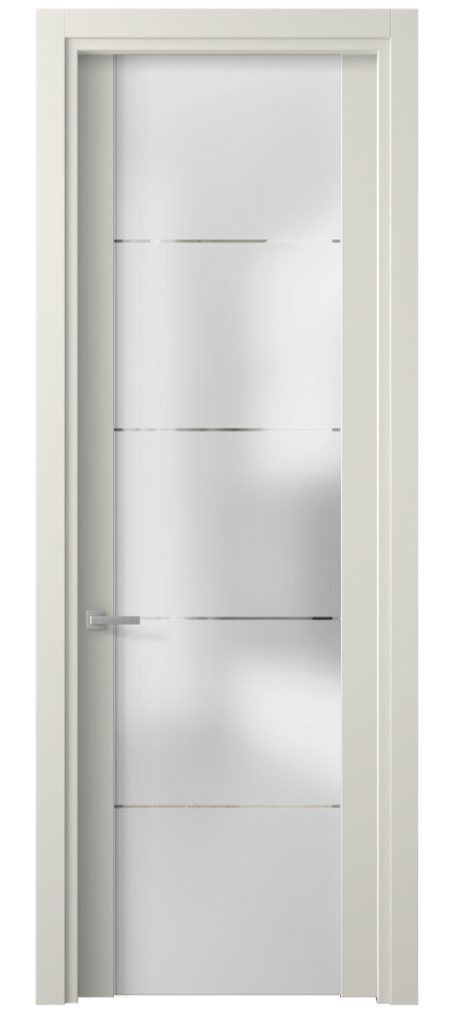 Межкомнатная дверь Планум 4114 Матовый жемчужный Сатинированное стекло с гравировкой «КВАДРО», триплекс Цена 12240700 so'm | Volhovec