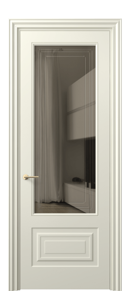 Межкомнатная дверь Маскот 8442 Матовый молочно-белый Прозрачное бронзовое стекло с гравировкой "Грани", триплекс Цена 13565270 so'm | Volhovec