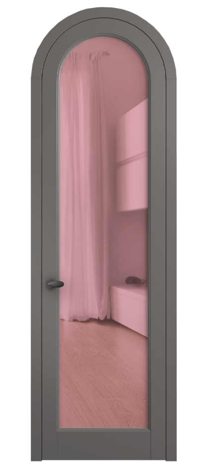 Межкомнатная дверь Палаццо 6814 Матовый классический серый Прозрачное розовое стекло, триплекс Цена 25407340 so'm | Volhovec
