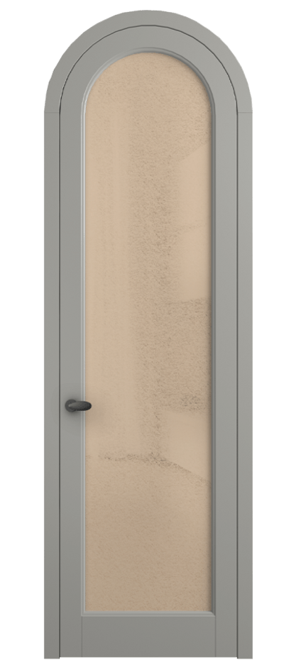 Межкомнатная дверь Палаццо 6814 Матовый нейтральный серый Фактурное оранжевое стекло "Лёд", триплекс Цена 26625340 so'm | Volhovec