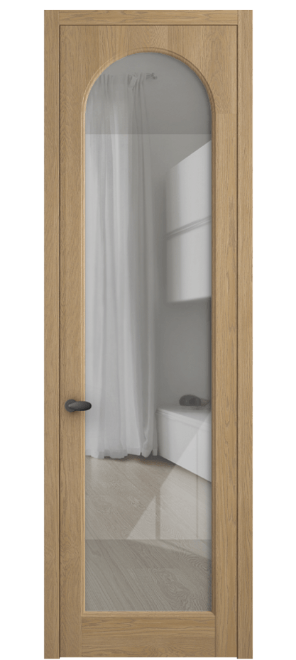 Межкомнатная дверь Палаццо 6804 Дуб соломенный матовый Рефлективное прозрачное стекло "Стопсол", калёное Цена 31714550 so'm | Volhovec