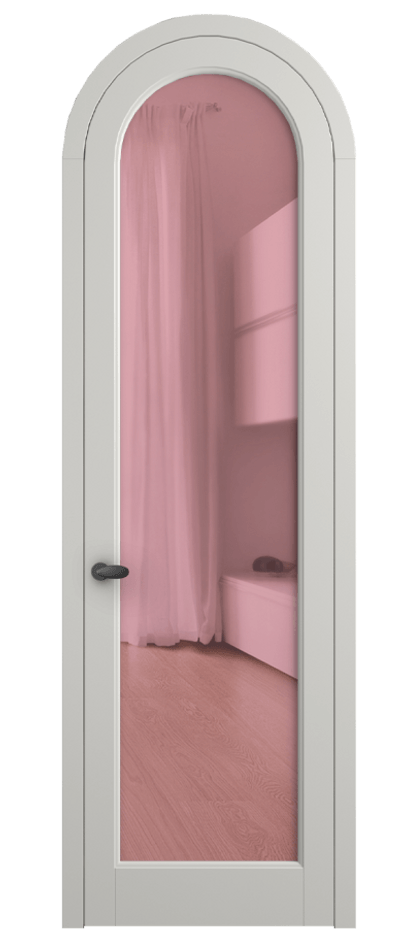 Межкомнатная дверь Палаццо 6814 Матовый серый Прозрачное розовое стекло, триплекс Цена 26036640 so'm | Volhovec