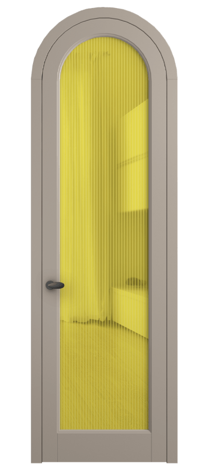 Межкомнатная дверь Палаццо 6814 Матовый бисквитный Рифлёное жёлтое стекло "Мору", триплекс Цена 133159 ₽ | Volhovec