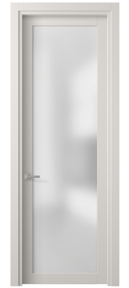 Межкомнатная дверь Планум 2102 Матовый пудровый белый Сатинированное стекло Цена 10271600 so'm | Volhovec
