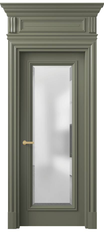 Межкомнатная дверь Антик 7300 Матовый оливковый тёмный Сатинированное стекло с фацетом Цена 32948730 so'm | Volhovec