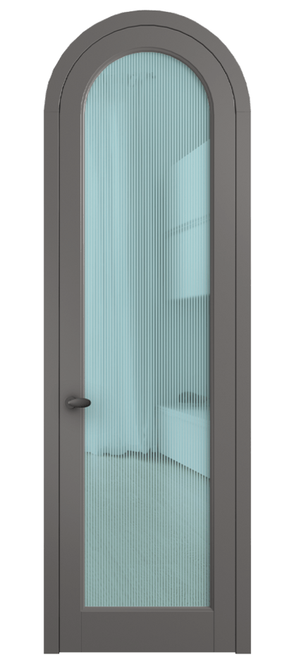 Межкомнатная дверь Палаццо 6814 Матовый классический серый Рифлёное голубое стекло "Дюна", триплекс Цена 131159 ₽ | Volhovec