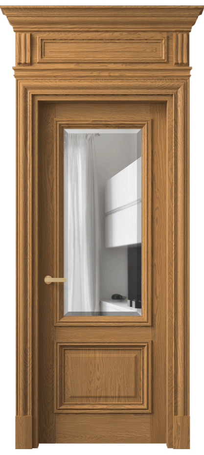 Межкомнатная дверь Антик 7302 Дуб солнечный матовый Прозрачное стекло с фацетом Цена 55477670 so'm | Volhovec