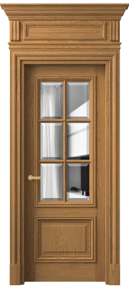 Межкомнатная дверь Антик 7312 Дуб солнечный матовый Двустороннее зеркало с фацетом, триплекс Цена 60118250 so'm | Volhovec