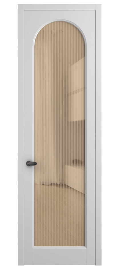 Межкомнатная дверь Палаццо 6804 Матовый белоснежный Рифлёное оранжевое стекло "Мору", триплекс Цена 21320950 so'm | Volhovec