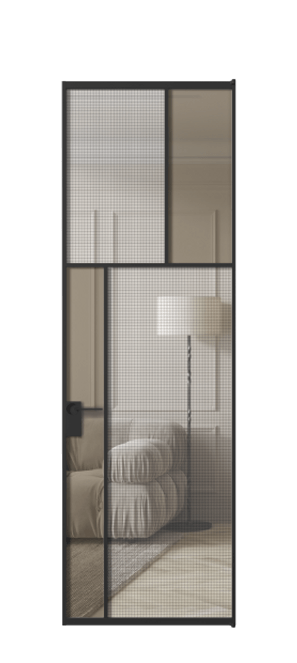 Дверь межкомнатная Mosaic АЛПЛ041.22 Алюминий Черный Декоративное стекло с сеткой "Mesh silver", триплекс, 6 мм + Прозрачное бронзовое стекло, триплекс Без короба чер Цена 33712210 Стоимость комплекта двери включает:
1. Полотно (600/650/700/750/800/850/900/950*2000-2400 мм).
2. Короб
3. Комплект фурнитуры (2 торцевые петли и магнитный замок с ответной планкой). Фабрика дверей Волховец 8 (800) 551 43 19 Межкомнатная дверь Mosaic АЛПЛ041.22 Алюминий Черный Декоративное стекло с сеткой "Mesh silver", триплекс, 6 мм + Прозрачное бронзовое стекло, триплекс Цена 33712210 so'm | Volhovec