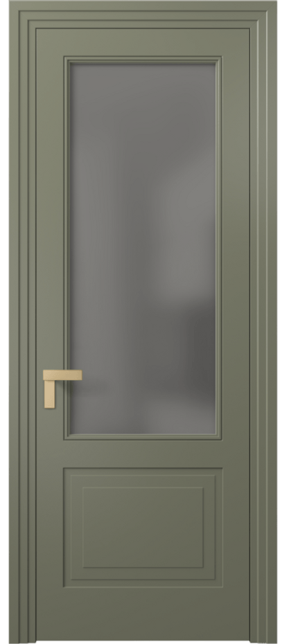 Межкомнатная дверь Рокка 8352 Матовый оливковый тёмный Сатинированное серое стекло, триплекс Цена 13890070 so'm | Volhovec