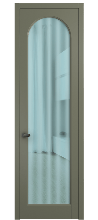 Межкомнатная дверь Палаццо 6804 Матовый оливковый тёмный Рифлёное голубое стекло "Дюна", триплекс Цена 20914950 so'm | Volhovec