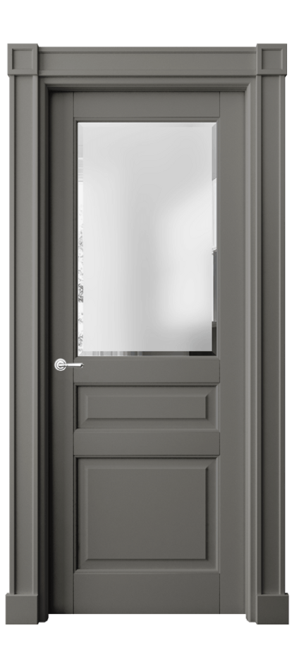 Дверь межкомнатная Тоскана Плано 6304 Матовый классический серый Сатинированное стекло с фацетом Гладкие пилястры с квадратными розетками МКЛС Цена 27169320 so'm Наличники уже входят в базовый комплект. Фабрика дверей Волховец 8 (800) 551 43 19 Межкомнатная дверь Тоскана Плано 6304 Матовый классический серый Сатинированное стекло с фацетом Цена 27169320 so'm | Volhovec