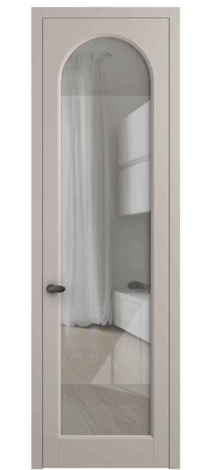 Межкомнатная дверь Палаццо 6804 Матовый светло-бежевый Рефлективное прозрачное стекло "Стопсол", калёное Цена 21320950 so'm | Volhovec