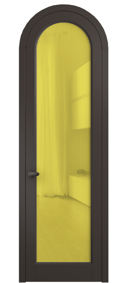 Межкомнатная дверь Палаццо 6814 Матовый антрацит Рифлёное желтое стекло "Дюна", триплекс Цена 26625340 so'm | Volhovec