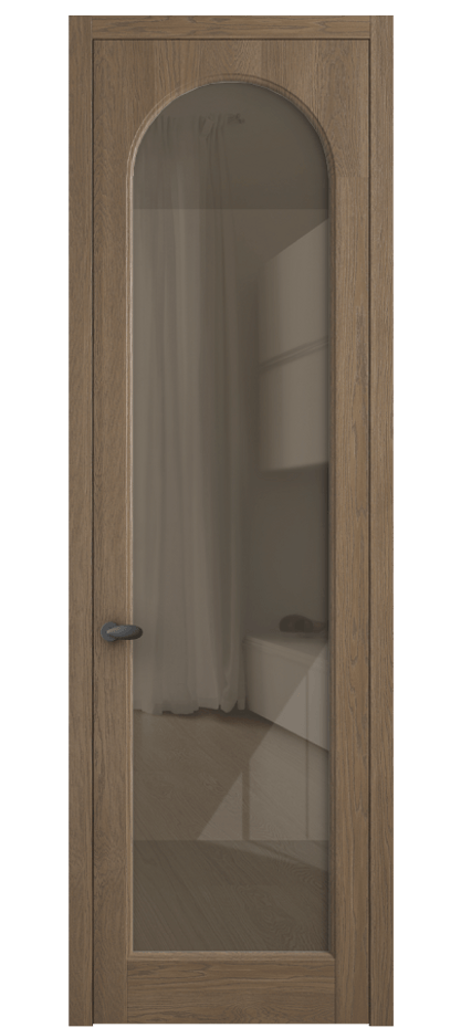 Межкомнатная дверь Палаццо 6804 Дуб джутовый матовый Рефлективное бронзовое стекло "Стопсол", калёное Цена 31714550 so'm | Volhovec