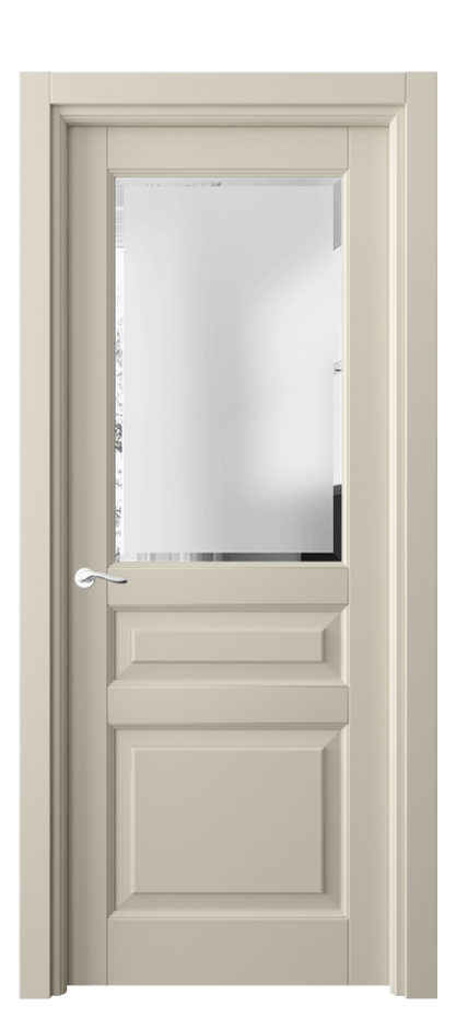 Межкомнатная дверь Лигнум 0710 Матовый бежево-серый Сатинированное стекло с фацетом Цена 20523100 so'm | Volhovec