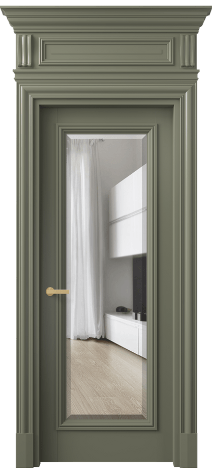 Межкомнатная дверь Антик 7300 Матовый оливковый тёмный Прозрачное стекло с фацетом Цена 32948730 so'm | Volhovec