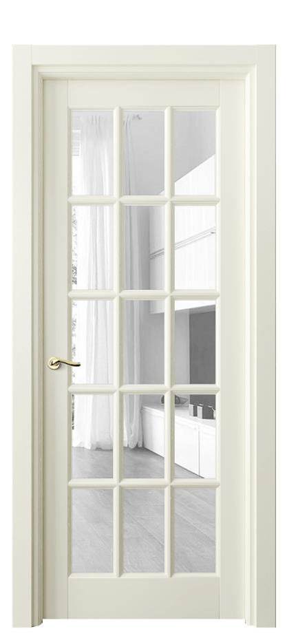 Межкомнатная дверь Лигнум 0708 Матовый молочно-белый Прозрачное стекло Цена 23405700 so'm | Volhovec