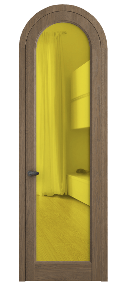 Межкомнатная дверь Палаццо 6814 Дуб джутовый матовый Прозрачное жёлтое стекло, триплекс Цена 42761810 so'm | Volhovec