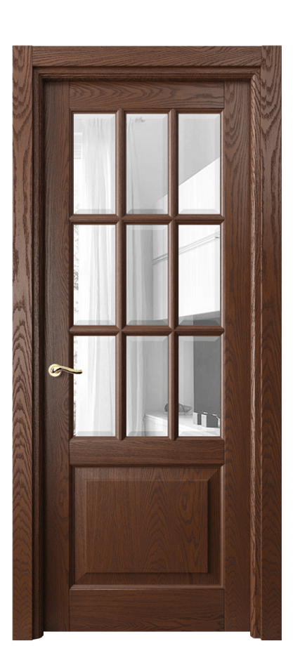 Межкомнатная дверь Лигнум 0748 Дуб коньячный брашированный Прозрачное стекло с фацетом Цена 35930800 so'm | Volhovec