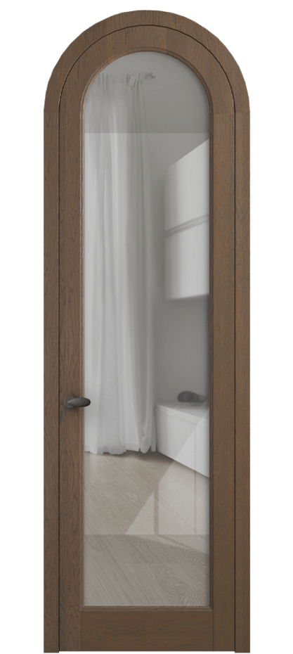 Межкомнатная дверь Палаццо 6814 Дуб туманный матовый Рефлективное прозрачное стекло "Стопсол", калёное Цена 43512910 so'm | Volhovec