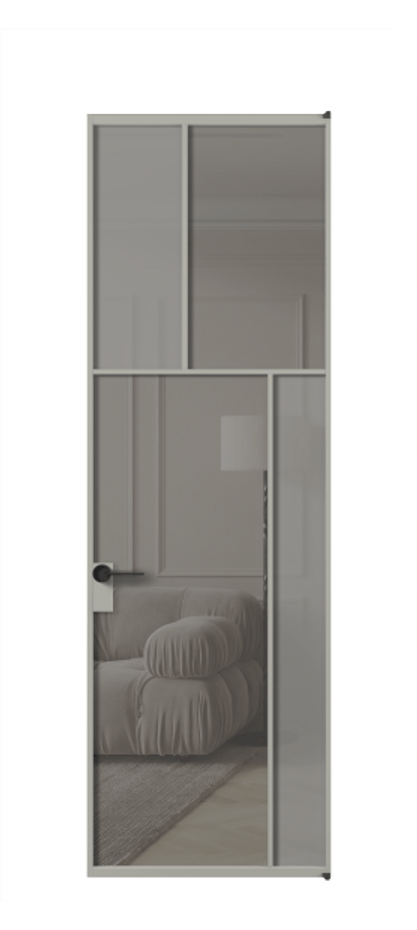 Межкомнатная дверь Mosaic АЛПЛ041.23 Алюминий нейтральный серый Сатинированное серое стекло, триплекс, 6 мм + Прозрачное серое стекло, триплекс Цена 32498270 so'm | Volhovec