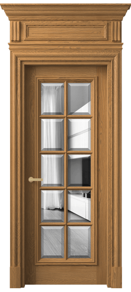 Межкомнатная дверь Антик 7310 Дуб солнечный матовый Двустороннее зеркало с фацетом, триплекс Цена 60118250 so'm | Volhovec