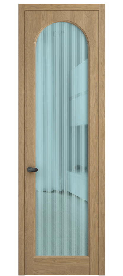 Межкомнатная дверь Палаццо 6804 Дуб соломенный матовый Рифлёное голубое стекло "Дюна", триплекс Цена 32181450 so'm | Volhovec
