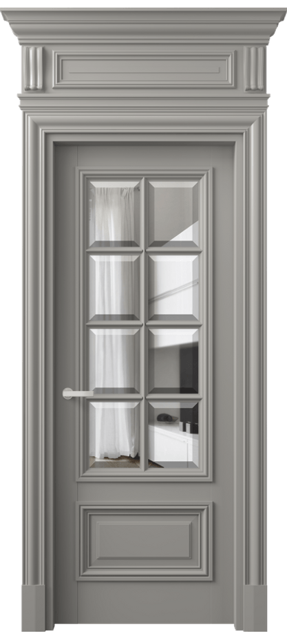 Межкомнатная дверь Антик 7316 Матовый нейтральный серый Прозрачное стекло с фацетом Цена 36886930 so'm | Volhovec