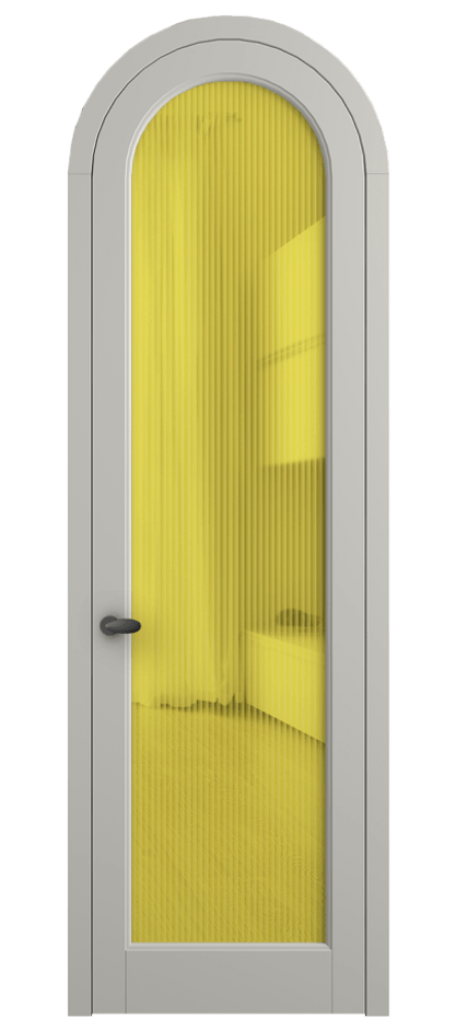 Межкомнатная дверь Палаццо 6814 Матовый тёплый серый Рифлёное жёлтое стекло "Moru", триплекс Цена 27031340 so'm | Volhovec