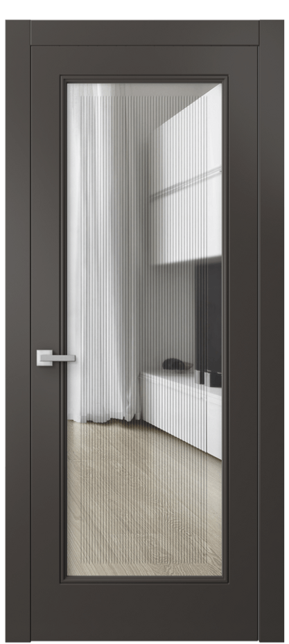 Межкомнатная дверь Линия 8300 Матовый антрацит Прозрачное стекло с гравировкой "Каннелюры", триплекс Цена 16990900 so'm | Volhovec