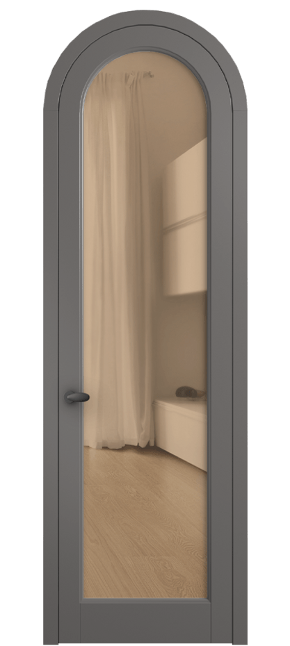 Межкомнатная дверь Палаццо 6814 Матовый классический серый Прозрачное оранжевое стекло, триплекс Цена 25407340 so'm | Volhovec