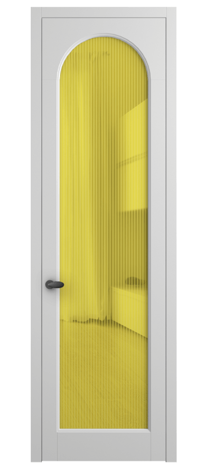 Межкомнатная дверь Палаццо 6804 Матовый белоснежный Рифлёное жёлтое стекло "Мору", триплекс Цена 21320950 so'm | Volhovec