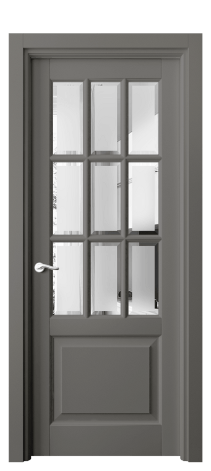 Межкомнатная дверь Лигнум 0748 Матовый классический серый Сатинированное стекло с фацетом Цена 25374800 so'm | Volhovec